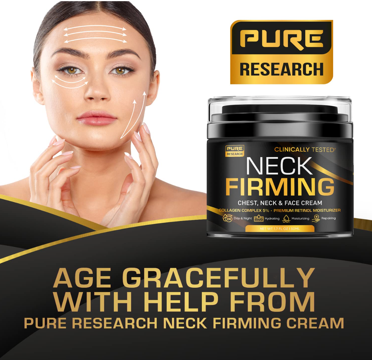 Neck Firming Cream - Anti Wrinkle Cream – Use on Saggy or Turkey Neck, Tightener - Collagen & Retinol Skin Tightening Cream - Anti Aging Moisturizer for Neck & Décolleté