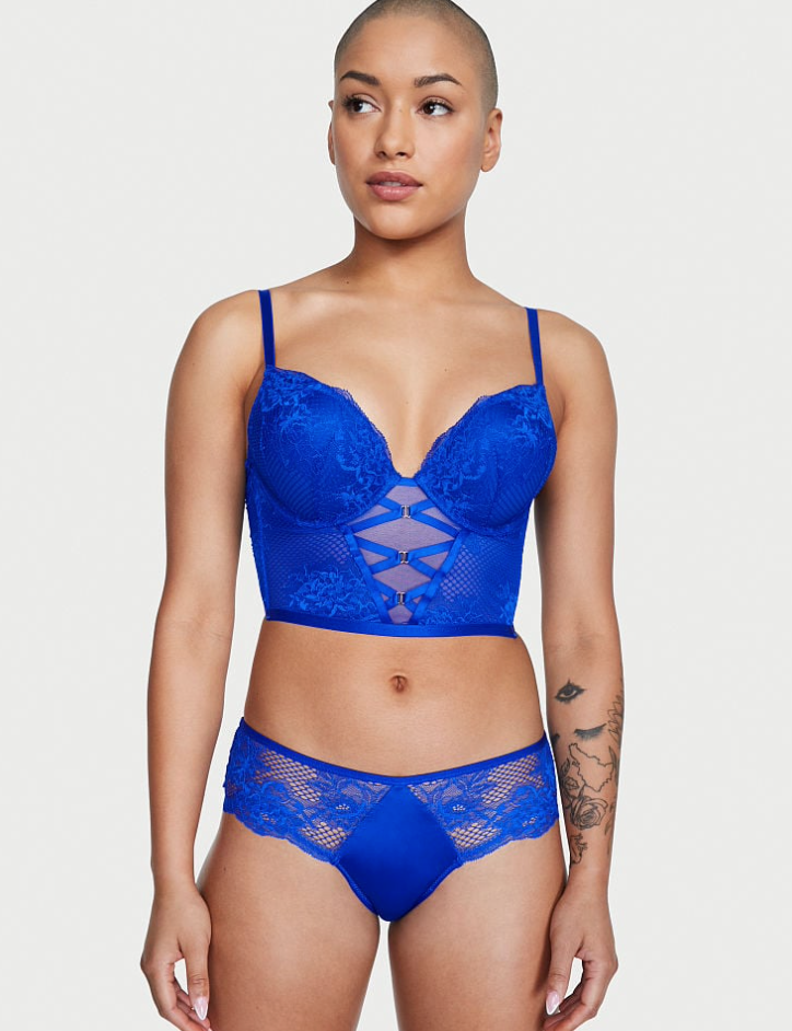 VICTORIA'S SECRET Bombshell 2カップアップ プッシュアップ コルセット トップス ブルー オール