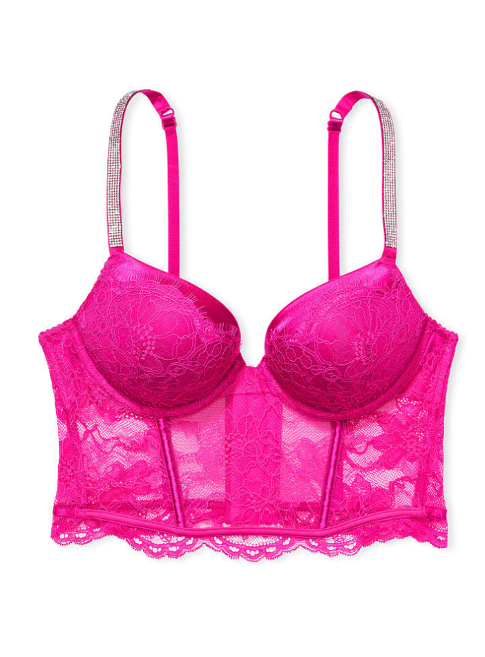 VICTORIA'S SECRET Bombshell 2カップアップ プッシュアップ コルセット トップス　フューシャ フレンジー