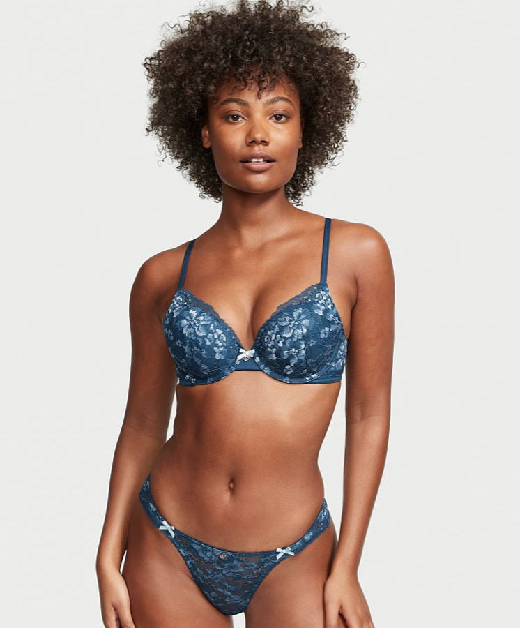 VICTORIA'S SECRET　BODY BY VICTORIA レース プッシュアップ パーフェクトシェイプブラ　ミッドナイト シー オンブレ