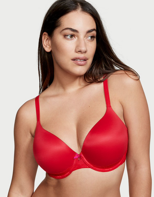 VICTORIA'S SECRET　BODY BY VICTORIA ライトリー ラインド レース フルカップ ブラ　レースディテール クリーム　リップスティック