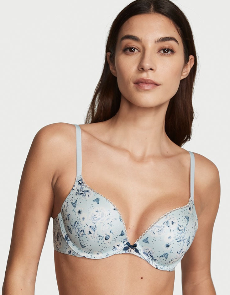 VICTORIA'S SECRET　BODY BY VICTORIA　スムース プッシュアップブラ　スムース バラッド ブルー プリント