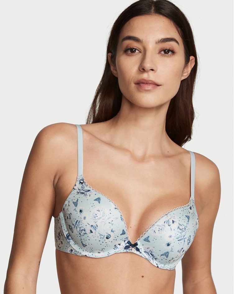 VICTORIA'S SECRET　BODY BY VICTORIA　スムース プッシュアップブラ　スムース バラッド ブルー プリント