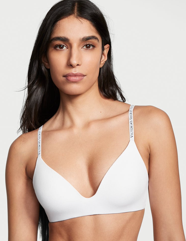 VICTORIA'S SECRET　BODY BY VICTORIA　Tシャツ ライトリー ラインド ワイヤレスブラ　コットン ミディアム VSホワイト