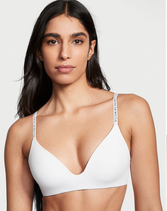 VICTORIA'S SECRET　BODY BY VICTORIA Tシャツ ライトリー ラインド ワイヤレスブラ コットン VSホワイト