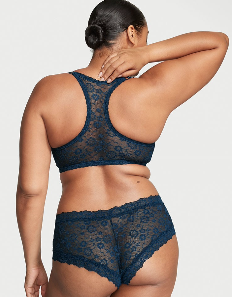 VICTORIA'S SECRET THE LACIE Posey レース レースアップ　チーキー ショーツ　Posey レース　メドウ　ノワール ネイビー