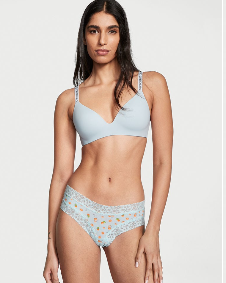 VICTORIA'S SECRET　VICTORIA'S SECRET Posey レース ウエスト コットン チーキーショーツ　クラシック　リゾート ブルー アペロール