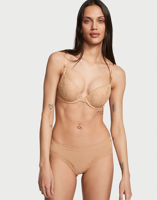 VICTORIA'S SECRET　VICTORIA'S SECRET Posey レース ウエスト コットン チーキーショーツ　クラシック　プラリネ