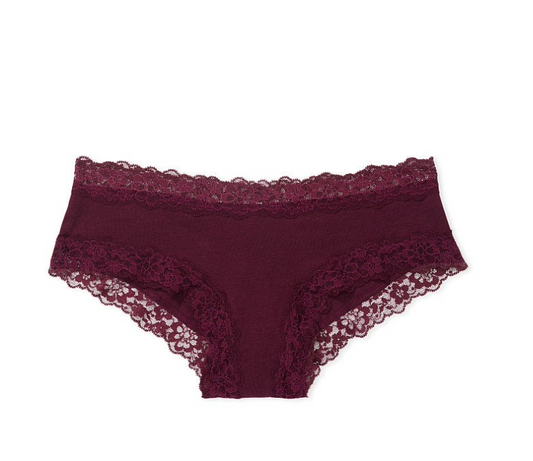 VICTORIA'S SECRET　VICTORIA'S SECRET Posey レース ウエスト コットン チーキーショーツ　クラシック　レッド