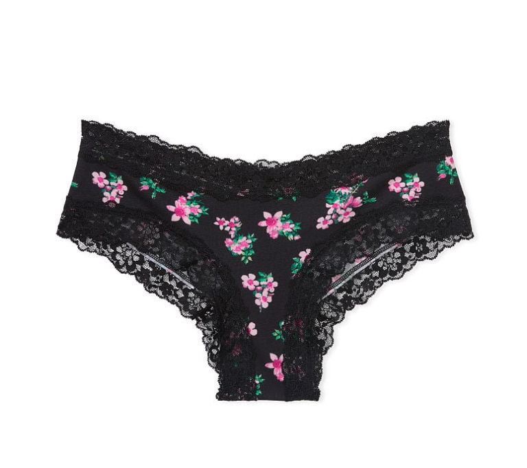 VICTORIA'S SECRET　VICTORIA'S SECRET Posey レース ウエスト コットン チーキーショーツ　クラシック　ブラック フローラル