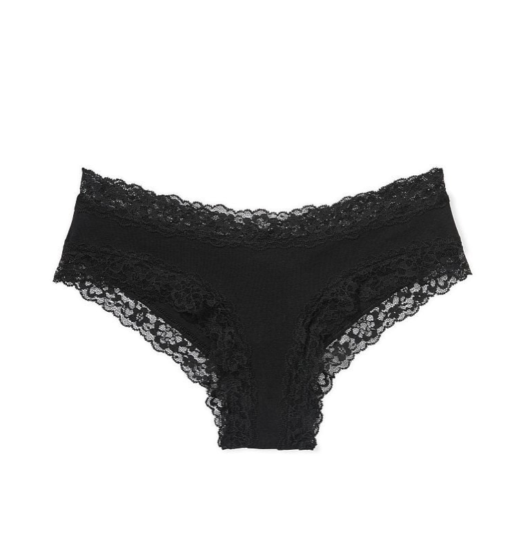 VICTORIA'S SECRET　VICTORIA'S SECRET Posey レース ウエスト コットン チーキーショーツ　クラシック　ブラック