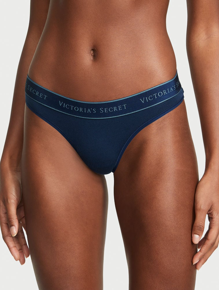 VICTORIA'S SECRET VICTORIA'S SECRET ミニ ロゴ コットン ソングショーツ スムース　ブルー