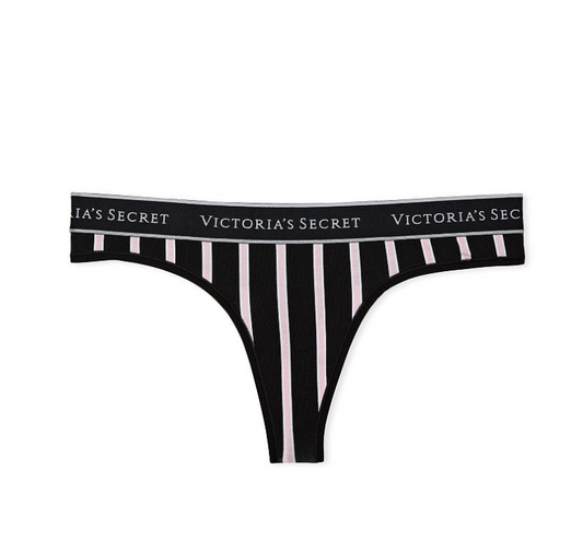 VICTORIA'S SECRET VICTORIA'S SECRET ミニ ロゴ コットン ソングショーツ スムース ブラック スモール クラシック ストライプ