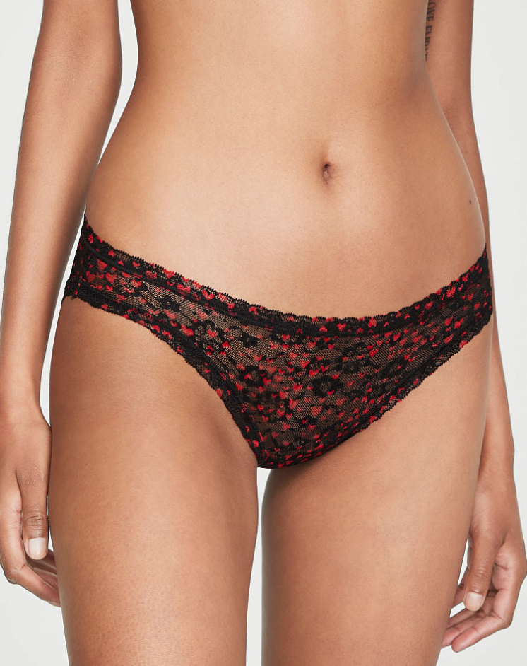 VICTORIA'S SECRET THE LACIE Posey レース ビキニショーツ　メドウ　ブラック ミニハート