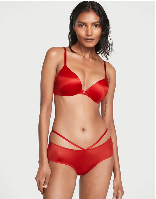 VICTORIA'S SECRET VERY SEXY レーストリム チーキー ショーツ ストラップ ディテール バーダント リップスティック レッド