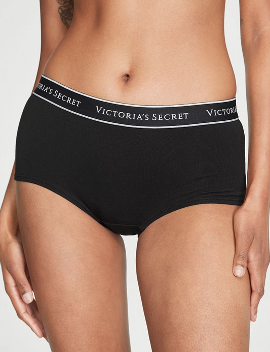 VICTORIA'S SECRET ロゴ コットン ボーイショーツ スムース クラシック ブラック