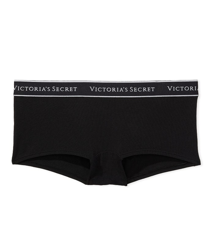 VICTORIA'S SECRET ロゴ コットン ボーイショーツ スムース クラシック ブラック