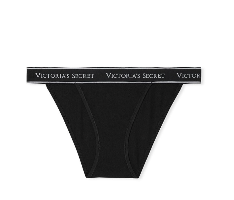 VICTORIA'S SECRETVICTORIA'S SECRET ロゴ コットン タンガ ショーツ 　ブラック