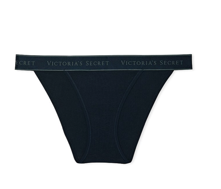 VICTORIA'S SECRETVICTORIA'S SECRET ロゴ コットン タンガ ショーツ ノワール ネイビー