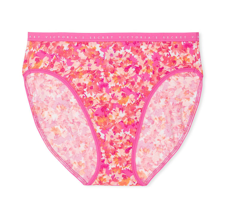 VICTORIA'S SECRET　ストレッチ コットン ハイレグ ブリーフ ショーツ　ハッピー ピンク スプラッシュ フローラル