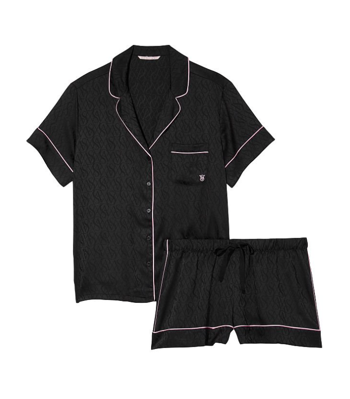 VICTORIA'S SECRET サテン ショートパンツ パジャマセット ブラック