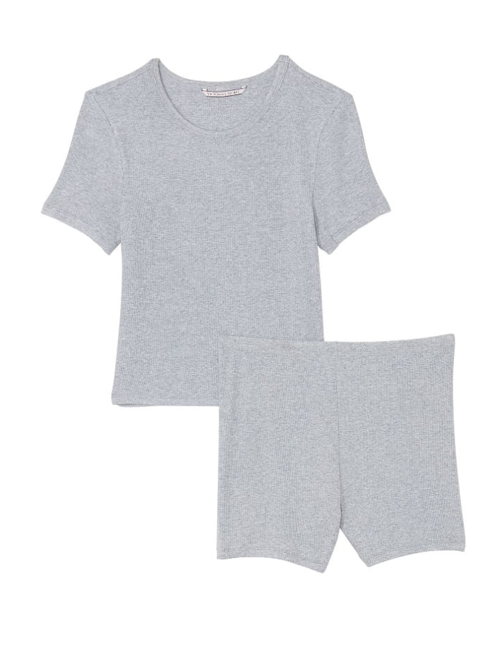 VICTORIA'S SECRET リブ編みモダール Tシャツ ショートパンツ セット ヘザーグレー