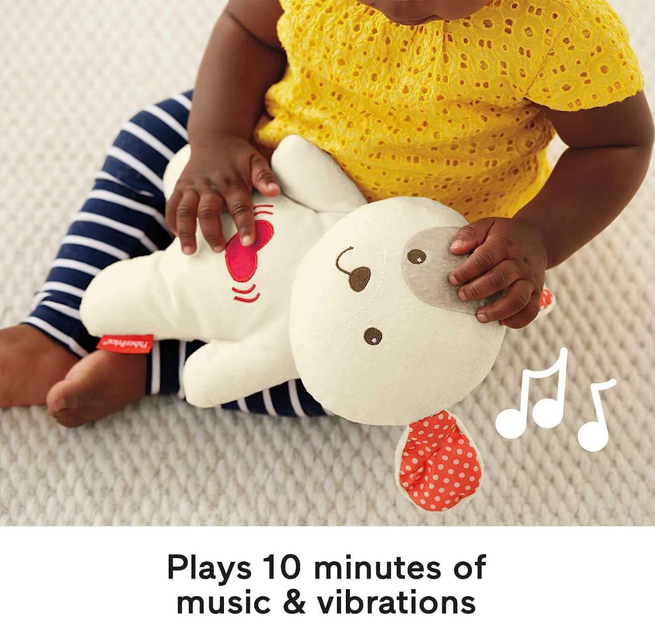 Fisher Price Portable Sound Machine Calming Vibrations Cuddle Soother Plush Dog Infant Toy with Music for Newborns