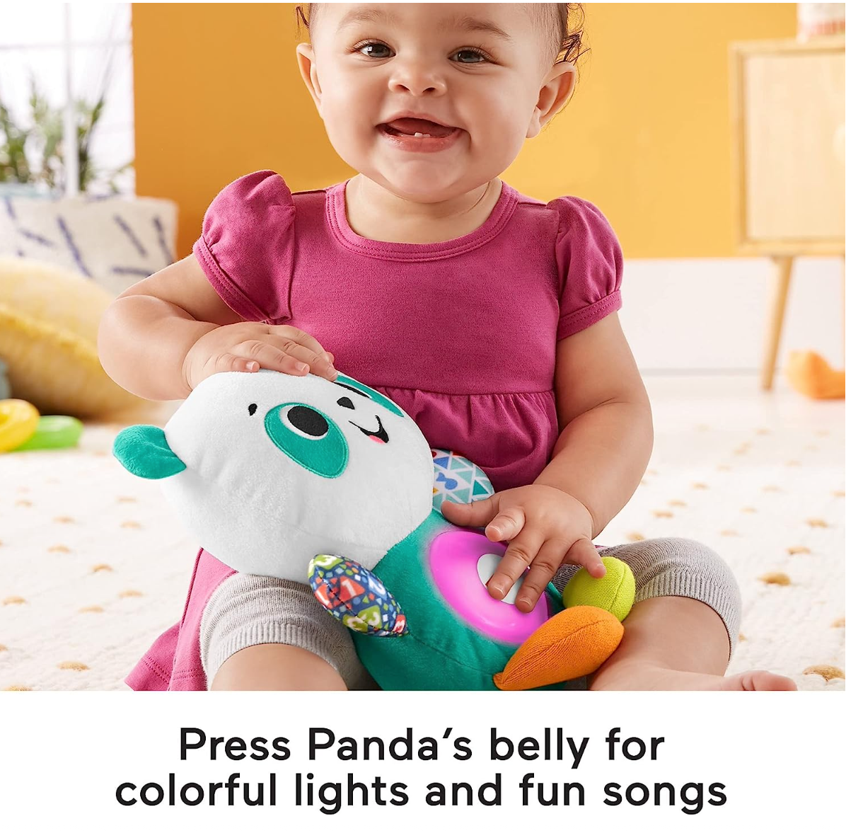 Fisher-Price Linkimals Baby & Toddler Toy Play Together Panda Plush With Interactive Music & Lights For Ages 9+ Months