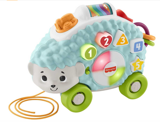 Fisher-Price Linkimals Learning Toy Happy Shapes Hedgehog Pull Along With Interactive Music And Lights For Baby And Toddler