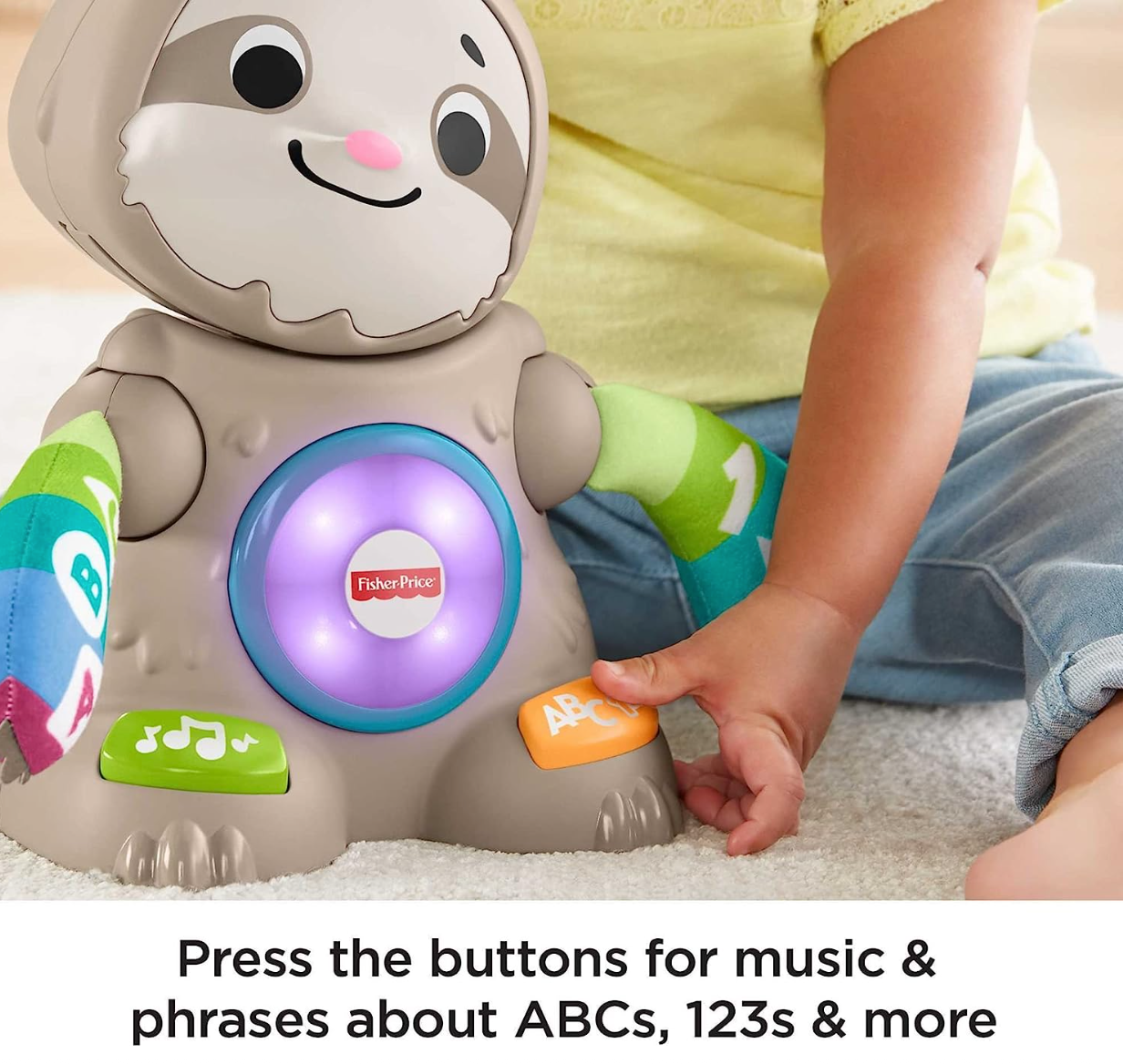 Fisher-Price Linkimals Learning Toy Smooth Moves Sloth With Interactive Music And Lights For Infants And Toddlers