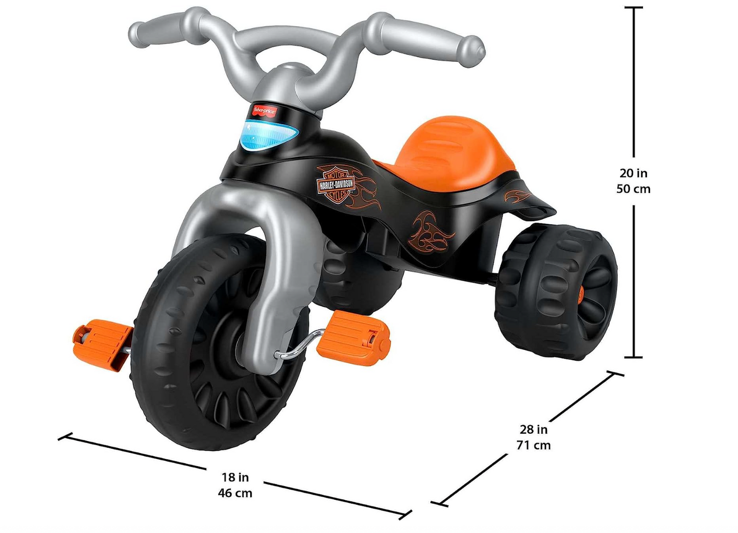 Fisher-Price Harley-Davidson Toddler Tricycle Tough Trike Bike with Handlebar Grips and Storage for Kids