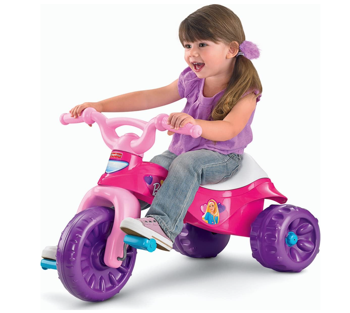 Fisher-Price Barbie Toddler Tricycle Tough Trike Bike with Handlebar Grips and Storage