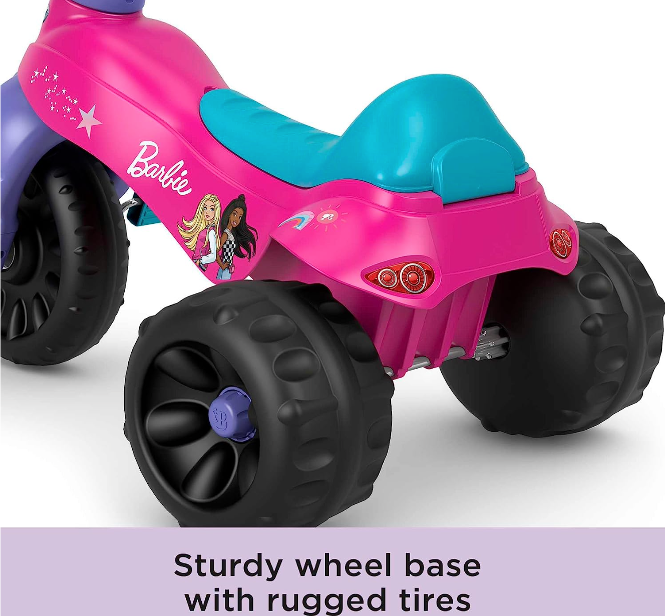 Fisher-Price Barbie Tricycle with Handlebar Grips and Storage Area, Multi-Terrain Tires, Tough Trike Large