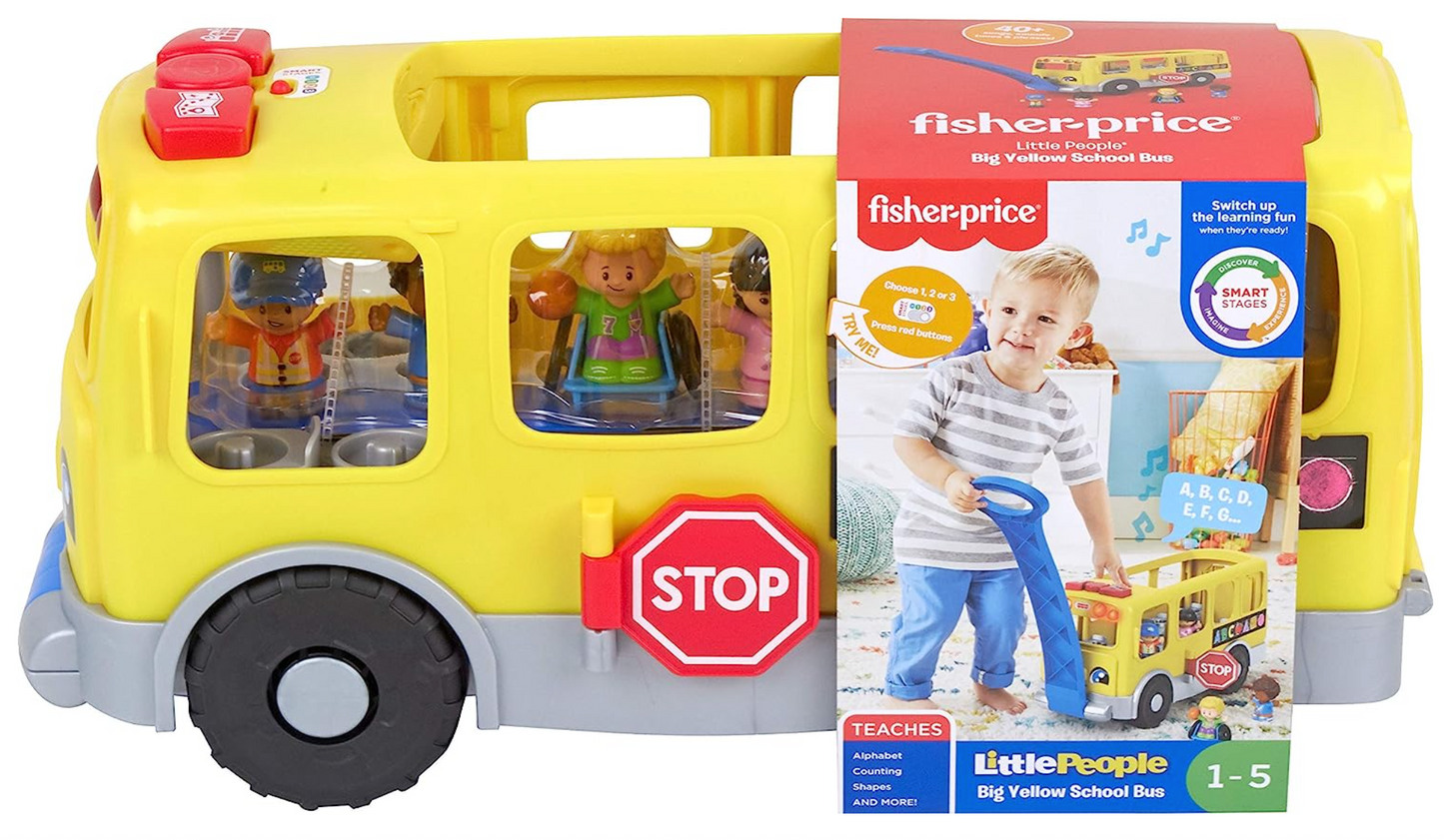 Fisher-Price Little People Toddler Learning Toy Big Yellow School Bus With Lights Sounds & Smart Stages, 4 Figures, Ages 1+ Years