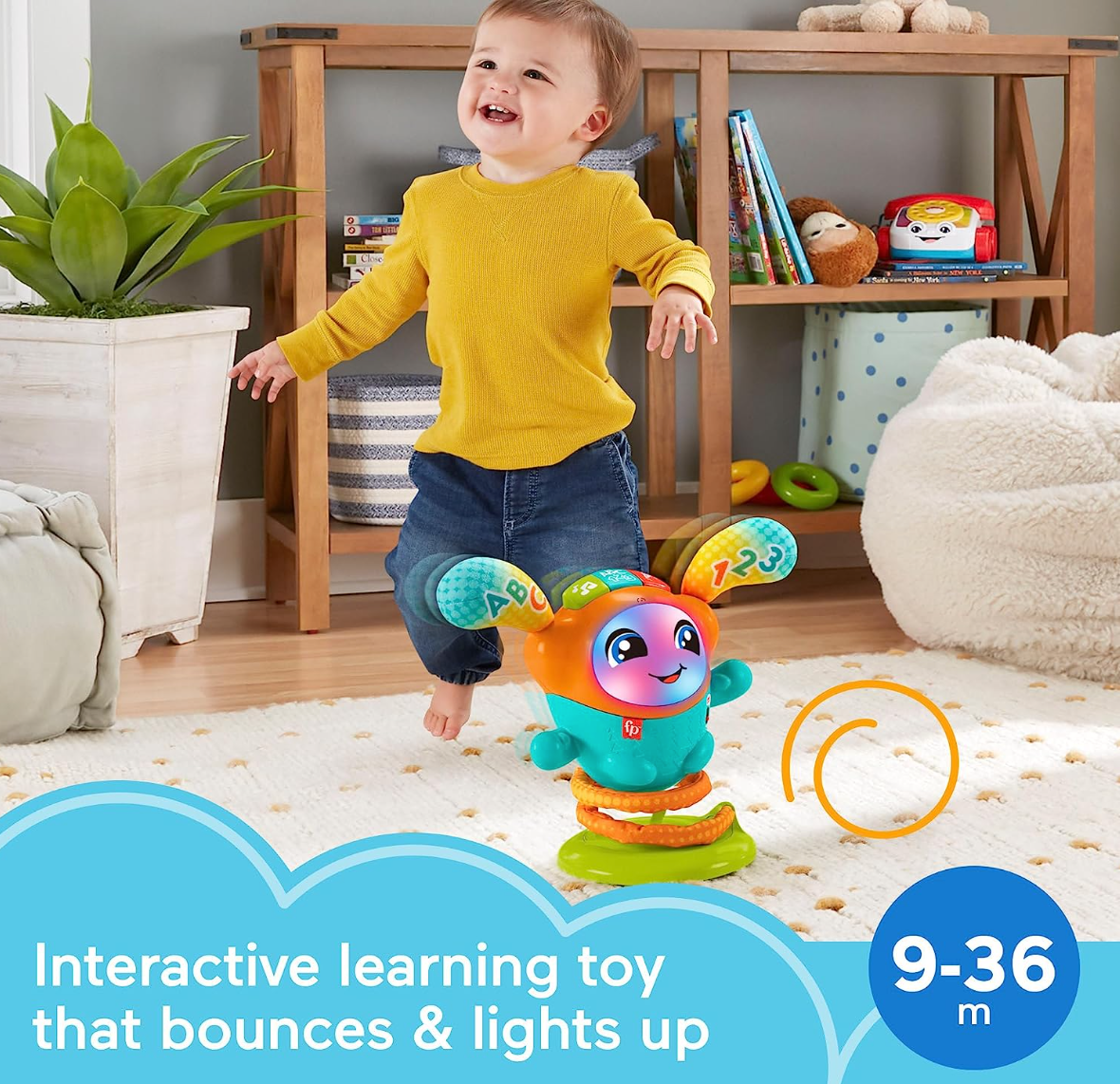 Fisher-Price Baby & Toddler Learning Toy Dj Bouncin’ Beats With Music Lights & Bouncing Action For Ages 6+ Months