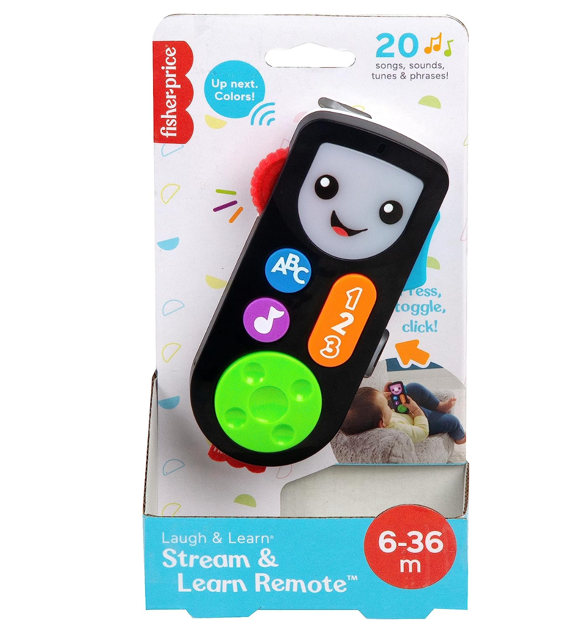 Fisher-Price Laugh & Learn Baby & Toddler Toy Stream & Learn Remote Pretend Tv Control With Music & Lights For Ages 6+ Months