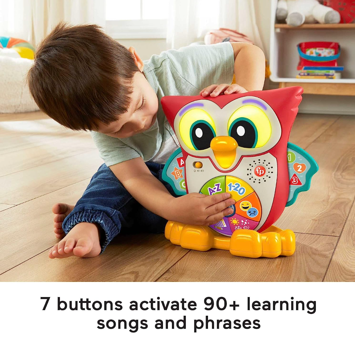 Fisher-Price Linkimals Toddler Learning Toy Light-Up & Learn Owl with Interactive Lights Music & Motion for Ages 18+ Months