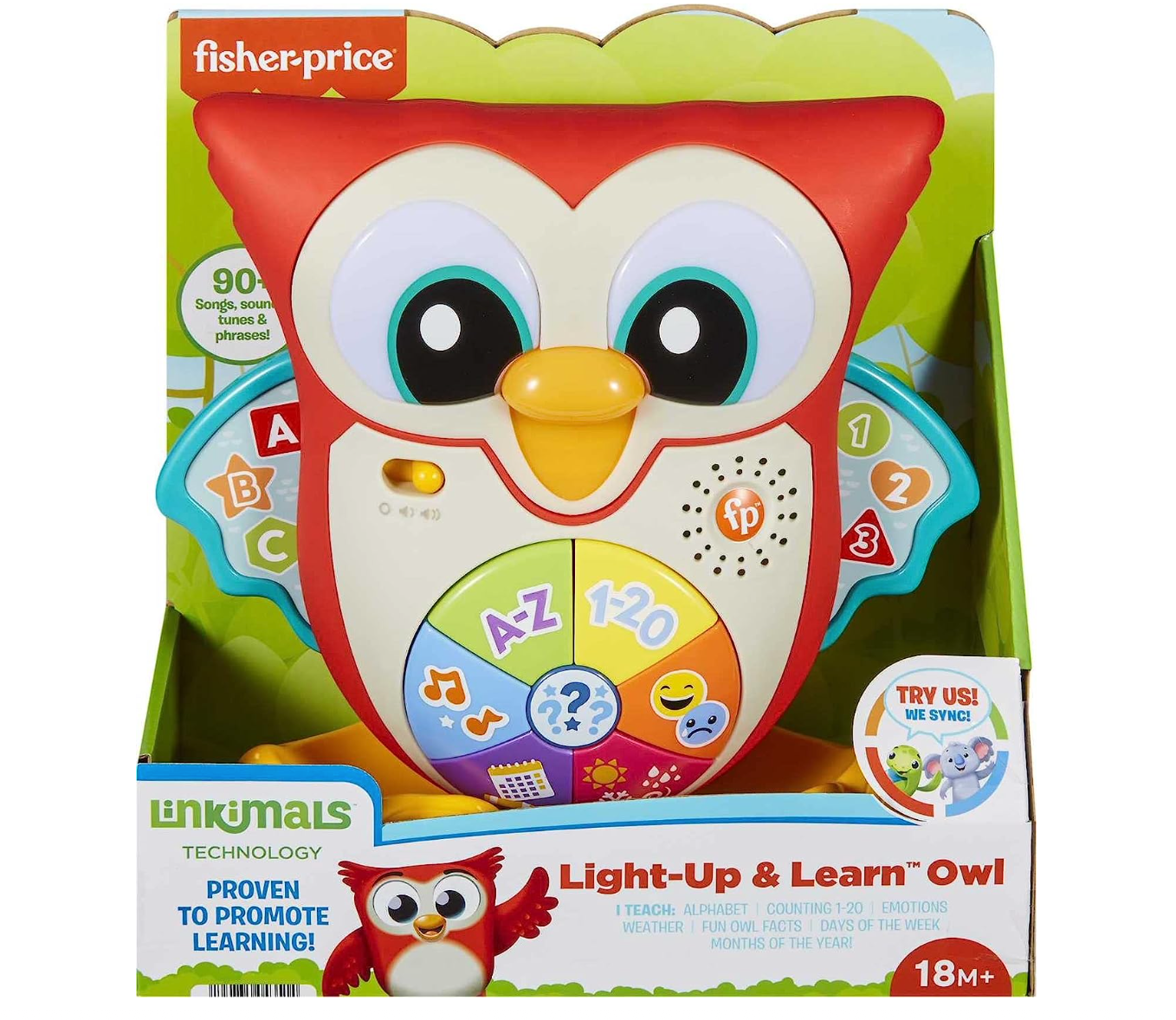 Fisher-Price Linkimals Toddler Learning Toy Light-Up & Learn Owl with Interactive Lights Music & Motion for Ages 18+ Months