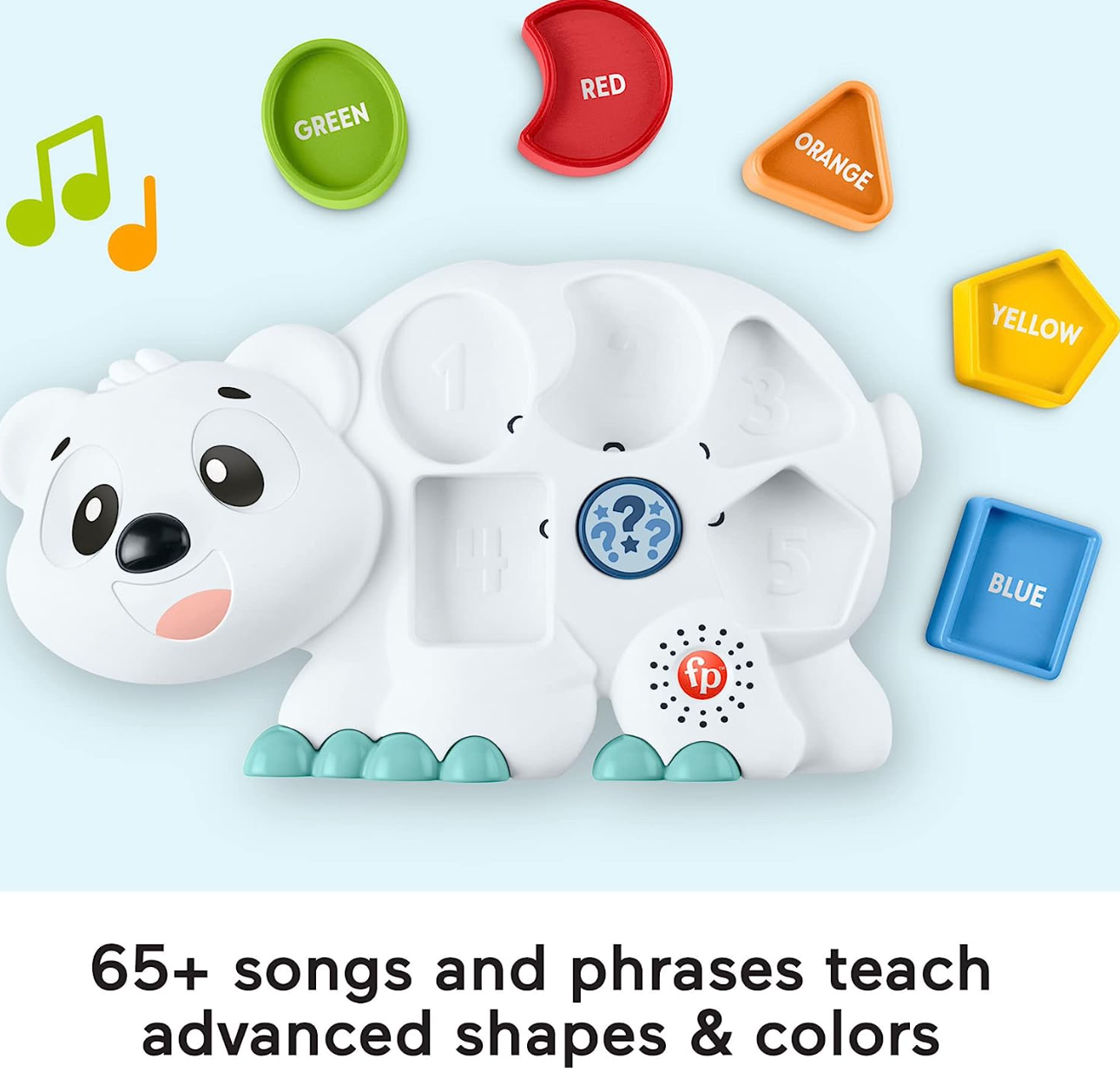 Fisher-Price Linkimals Toddler Learning Toy Puzzlin’ Shapes Polar Bear with Interactive Lights & Music for Ages 18+ Months