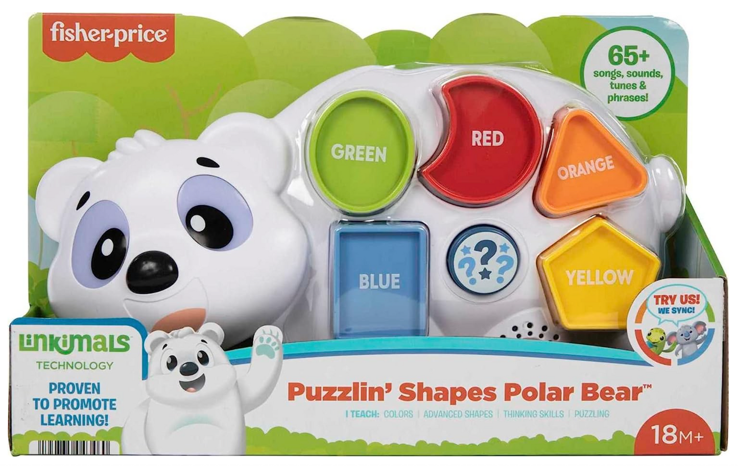 Fisher-Price Linkimals Toddler Learning Toy Puzzlin’ Shapes Polar Bear with Interactive Lights & Music for Ages 18+ Months