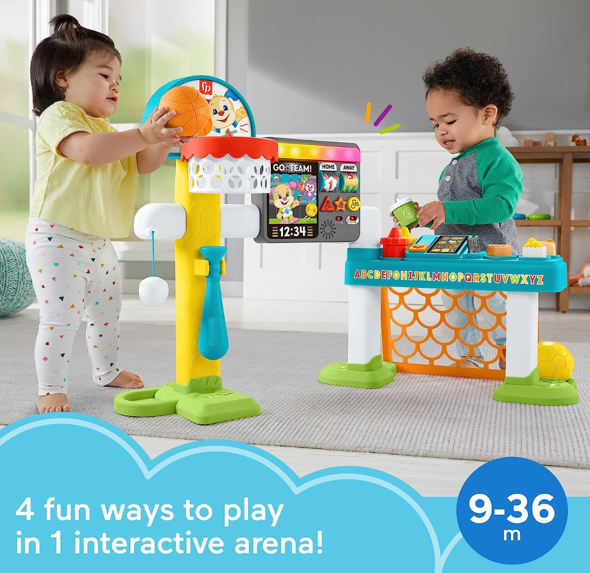 Fisher-Price Laugh & Learn Toddler Learning Toy, 4-In-1 Game Experience Sports Activity Center With Smart Stages For Ages 9+ Months, Multicolor