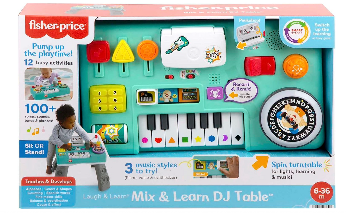 Fisher-Price Laugh & Learn Baby & Toddler Toy Mix & Learn Dj Table Musical Activity Center With Lights & Sounds For Ages 6+ Months