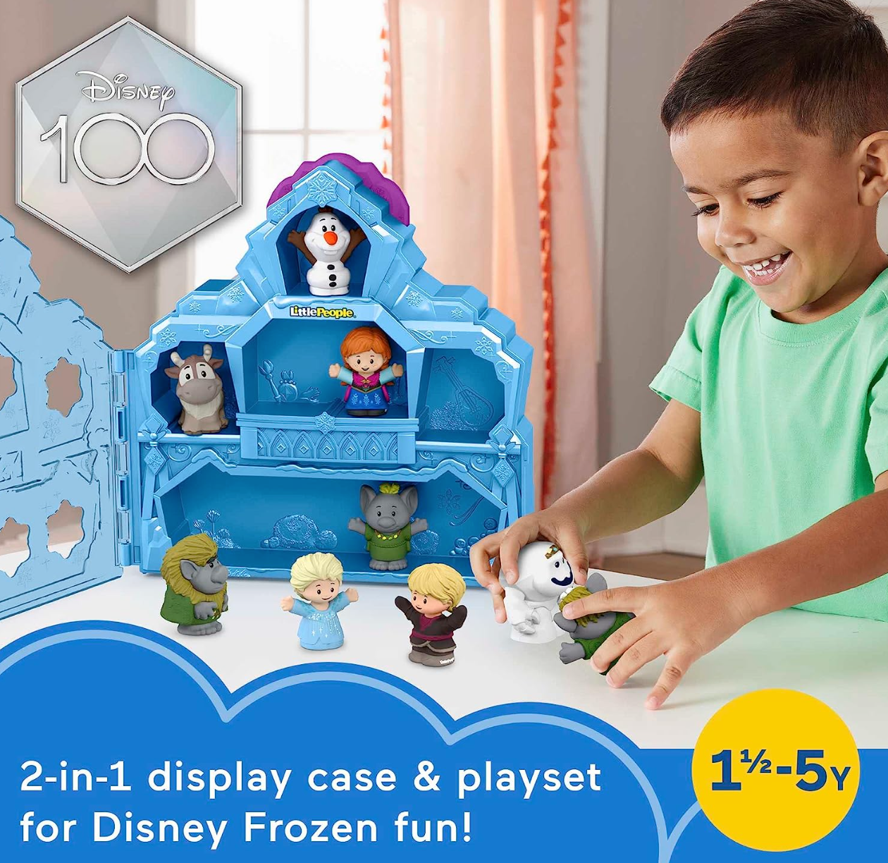 Fisher-Price Little People Toddler Playset Disney Frozen Carry Along Castle Case with 9 Figures for Preschool Kids Ages 18+ Months