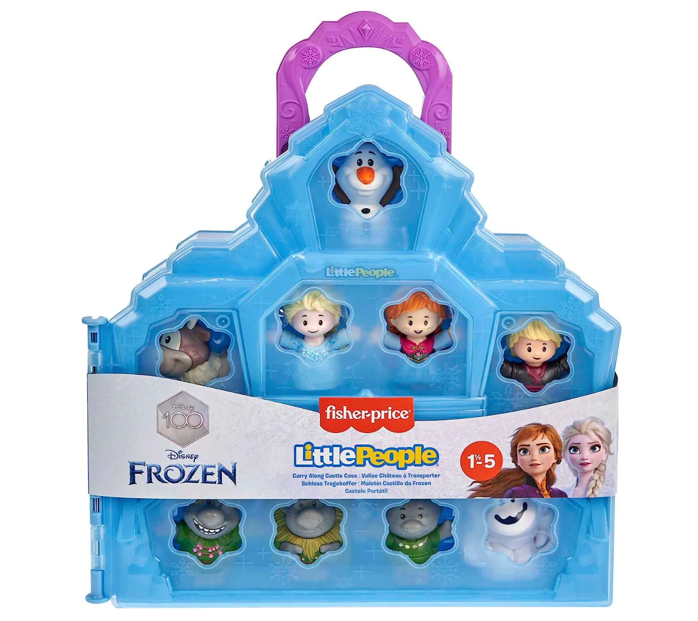 Fisher-Price Little People Toddler Playset Disney Frozen Carry Along Castle Case with 9 Figures for Preschool Kids Ages 18+ Months