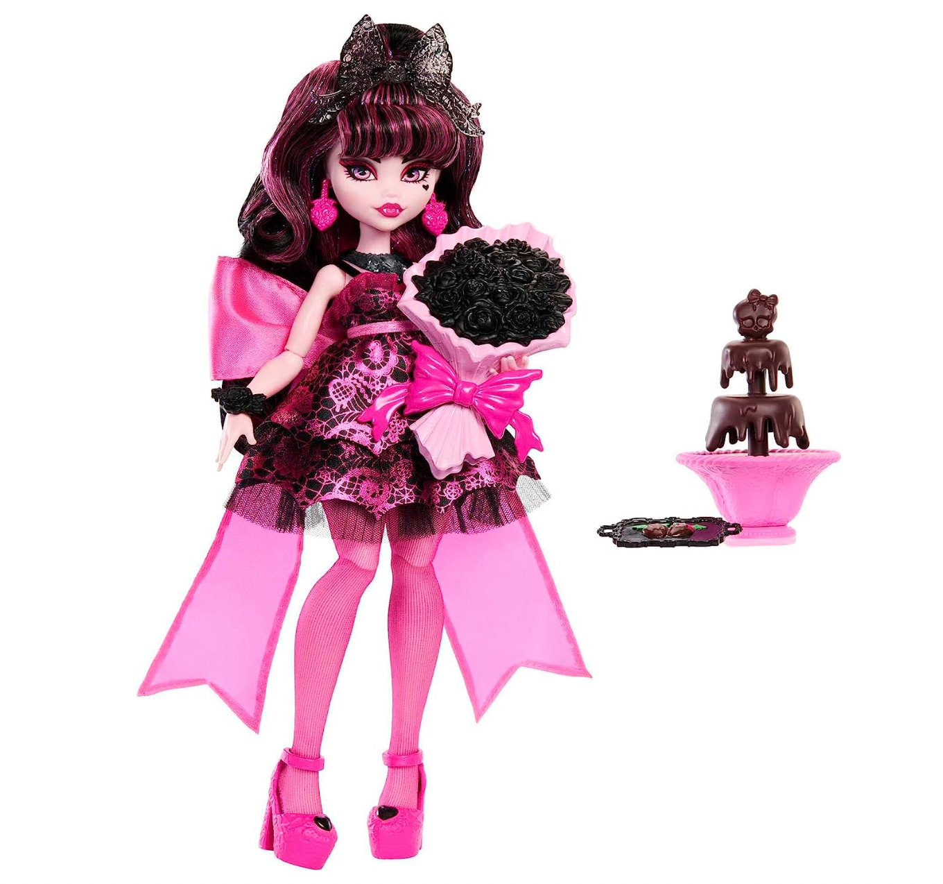 Monster High Draculaura Doll in Monster Ball Party Dress with Themed Accessories Like Chocolate Fountain