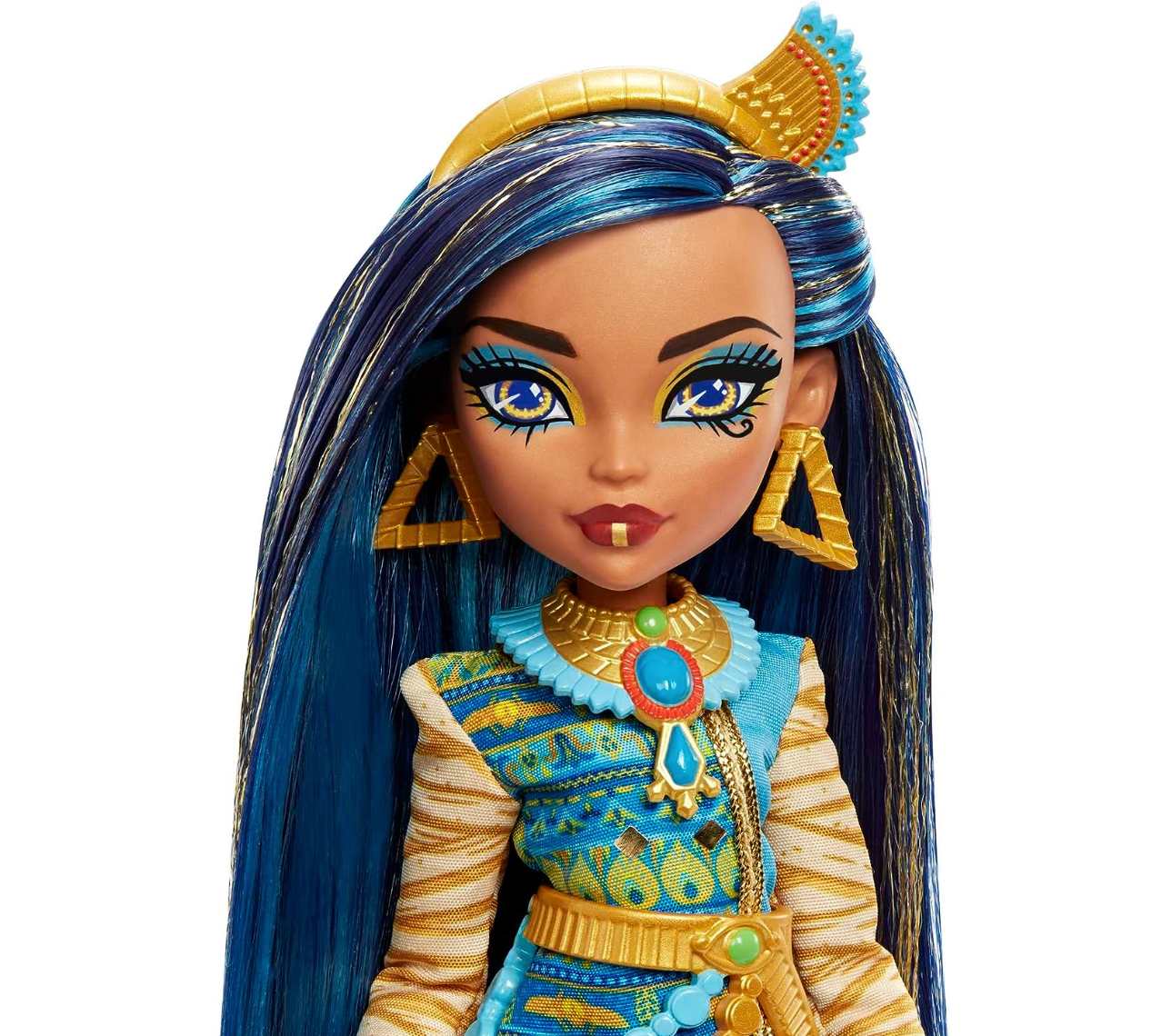 Monster High Cleo De Nile Fashion Doll with Blue Streaked Hair, Signature Look, Accessories & Pet Dog
