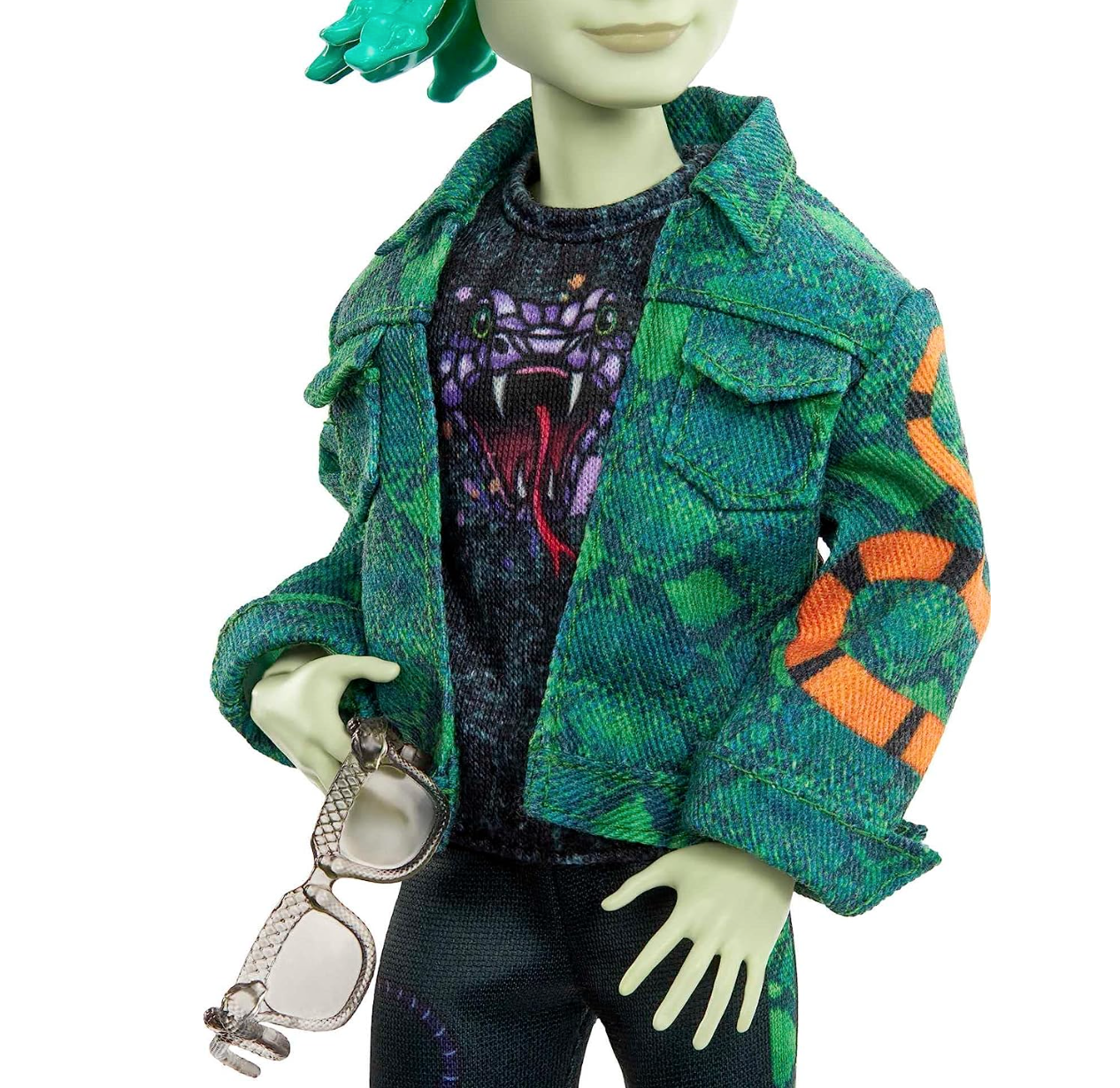 Monster High Deuce Gorgon Fashion Doll with Denim Snake Jacket, Signature Look, Accessories & Pet