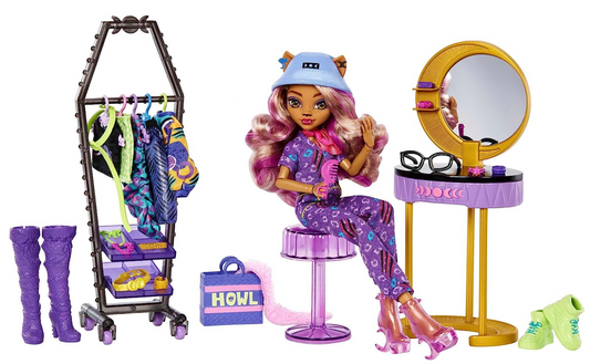 Monster High Doll and Playset, Clawdeen Wolf Boo-Tique Studio with Fashion Accessories, 20+ Pieces for Mix-And-Match Outfits