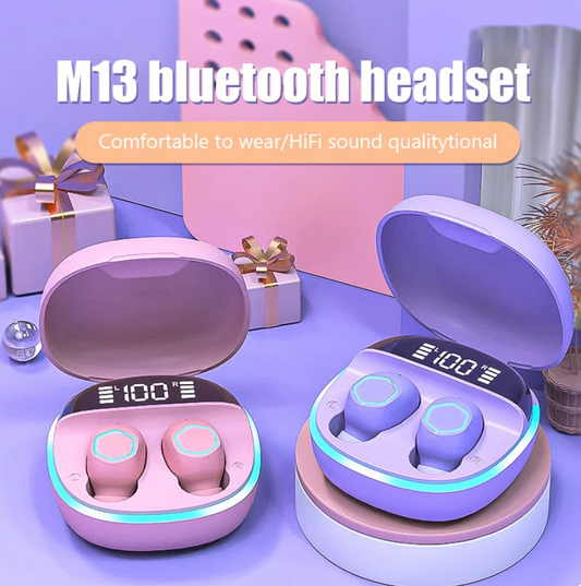Bluetooth 5.2 m13 twsワイヤレスヘッドセット,HiFiステレオヘッドセット,マイク付き,防水,低音,音楽