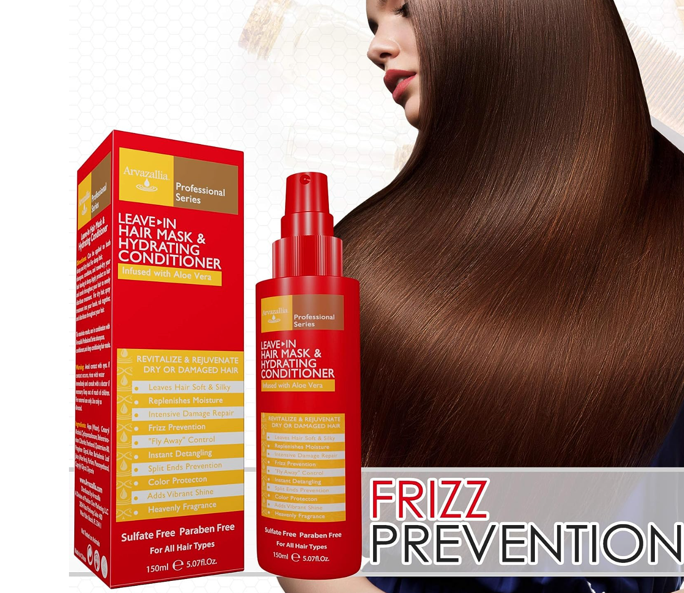 Arvazallia Leave-in Hair Mask and Hydrating Conditioner Spray for Dry or Damaged Hair - Professional Grade Leave-in Conditioner and Moisturizer